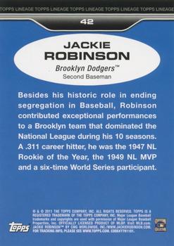 2011 Topps Lineage #42 Jackie Robinson Back