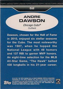 2011 Topps Lineage #52 Andre Dawson Back