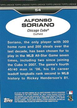 2011 Topps Lineage #54 Alfonso Soriano Back