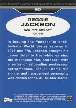2011 Topps Lineage #60 Reggie Jackson Back
