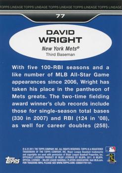2011 Topps Lineage #77 David Wright Back