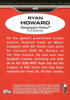 2011 Topps Lineage - 1975 Mini #45 Ryan Howard Back