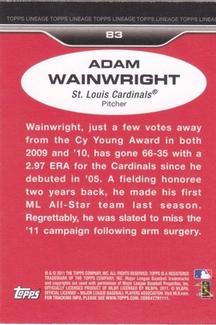 2011 Topps Lineage - 1975 Mini #83 Adam Wainwright Back