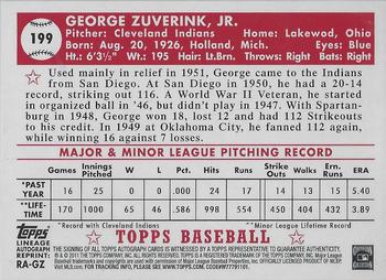 2011 Topps Lineage - Autographs #RA-GZ George Zuverink Back