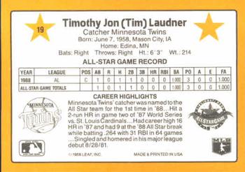 1989 Donruss All-Stars #19 Tim Laudner Back