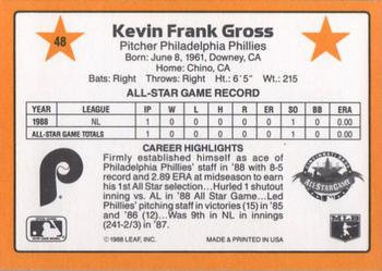 1989 Donruss All-Stars #48 Kevin Gross Back
