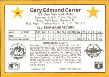 1989 Donruss All-Stars #41 Gary Carter Back