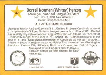 1989 Donruss All-Stars #42 Whitey Herzog Back