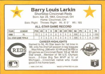 1989 Donruss All-Stars #47 Barry Larkin Back