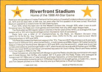 1989 Donruss All-Stars #63 Riverfront Stadium Back