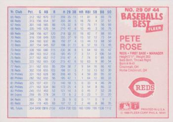 1986 Fleer Baseball's Best Sluggers vs. Pitchers #29 Pete Rose Back