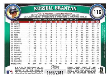 2011 Topps - Gold #116 Russell Branyan Back