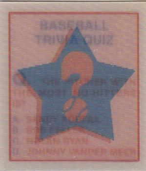 1986 Sportflics - Trivia Cards #3 Baseball Trivia Quiz Front