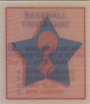 1986 Sportflics - Trivia Cards #14 Baseball Trivia Quiz Front