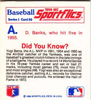 1986 Sportflics - Trivia Cards #36 Baseball Trivia Quiz Back