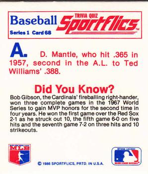 1986 Sportflics - Trivia Cards #68 Baseball Trivia Quiz Back