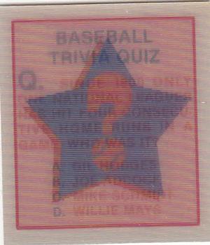 1986 Sportflics - Trivia Cards #78 Baseball Trivia Quiz Front