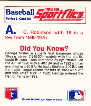 1986 Sportflics - Trivia Cards #80 Baseball Trivia Quiz Back