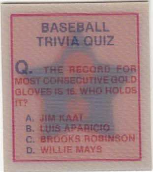 1986 Sportflics - Trivia Cards #80 Baseball Trivia Quiz Front