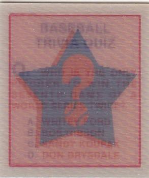 1986 Sportflics - Trivia Cards #83 Baseball Trivia Quiz Front