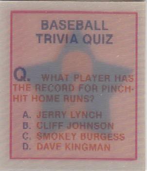 1986 Sportflics - Trivia Cards #94 Baseball Trivia Quiz Front