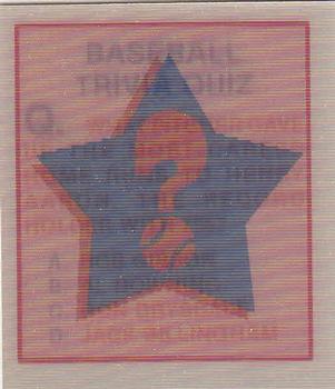 1986 Sportflics - Trivia Cards #79 Baseball Trivia Quiz Front