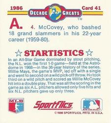 1986 Sportflics Decade Greats - Trivia Cards #41 Baseball Trivia Quiz Back