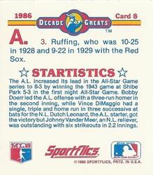 1986 Sportflics Decade Greats - Trivia Cards #8 Baseball Trivia Quiz Back