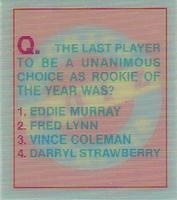 1986 Sportflics Rookies - Trivia Cards #3 Rookies Trivia Quiz Front