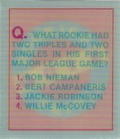1986 Sportflics Rookies - Trivia Cards #5 Rookies Trivia Quiz Front