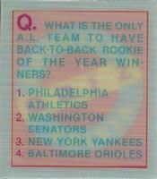 1986 Sportflics Rookies - Trivia Cards #8 Rookies Trivia Quiz Front