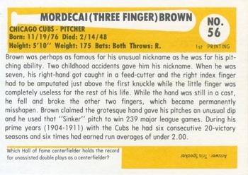 1980-87 SSPC HOF #56 Mordecai Brown Back
