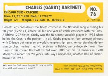 1980-87 SSPC HOF #76 Gabby Hartnett Back