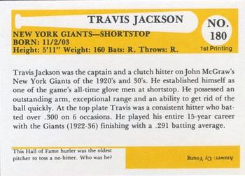 1980-87 SSPC HOF #180 Travis Jackson Back