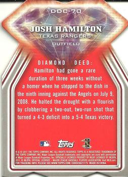 2011 Topps - Diamond Die Cut #DDC-70 Josh Hamilton Back