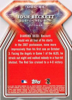 2011 Topps - Diamond Die Cut #DDC-84 Josh Beckett Back