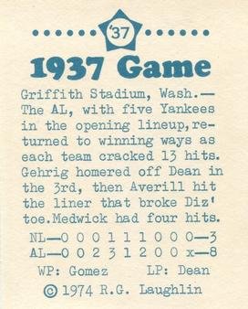 1974 Laughlin All-Star Games #37 Ducky Medwick - 1937 Back