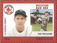 1988 Grenada Baseball Stamps #NNO Ted Williams Front