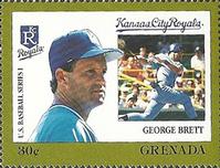 1988 Grenada Baseball Stamps #NNO George Brett Front