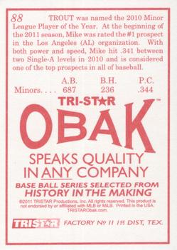 2011 TriStar Obak #88 Mike Trout Back