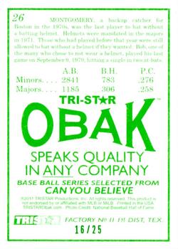 2011 TriStar Obak - Green #26 Bob Montgomery Back