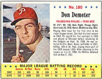 1963 Jell-O #180 Don Demeter Front