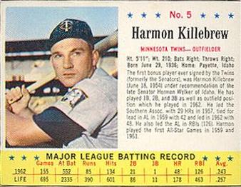 1963 Jell-O #5 Harmon Killebrew Front