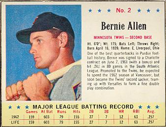 1963 Jell-O #2 Bernie Allen Front