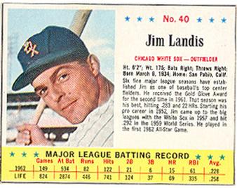 1963 Jell-O #40 Jim Landis Front