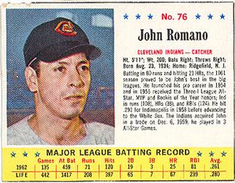 1963 Jell-O #76 John Romano Front