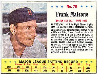 1963 Jell-O #79 Frank Malzone Front