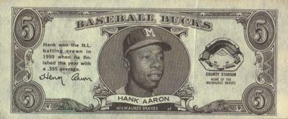 1962 Topps Baseball Bucks #NNO Hank Aaron Front