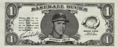 1962 Topps Baseball Bucks #NNO Woodie Held Front