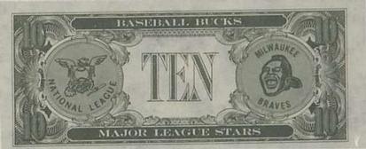 1962 Topps Baseball Bucks #NNO Warren Spahn Back